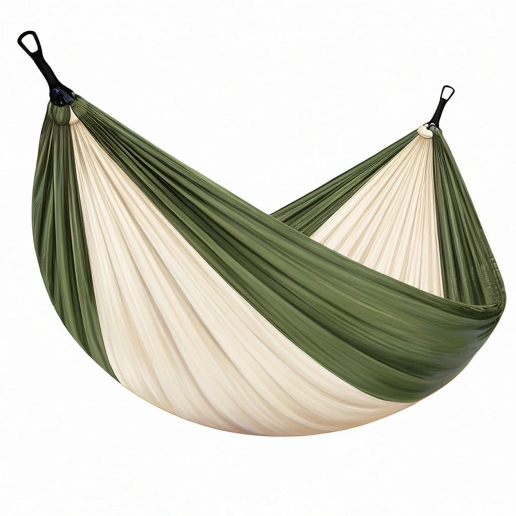 Amaca 200 x 150 cm in tessuto verde e crema per relax sospesa