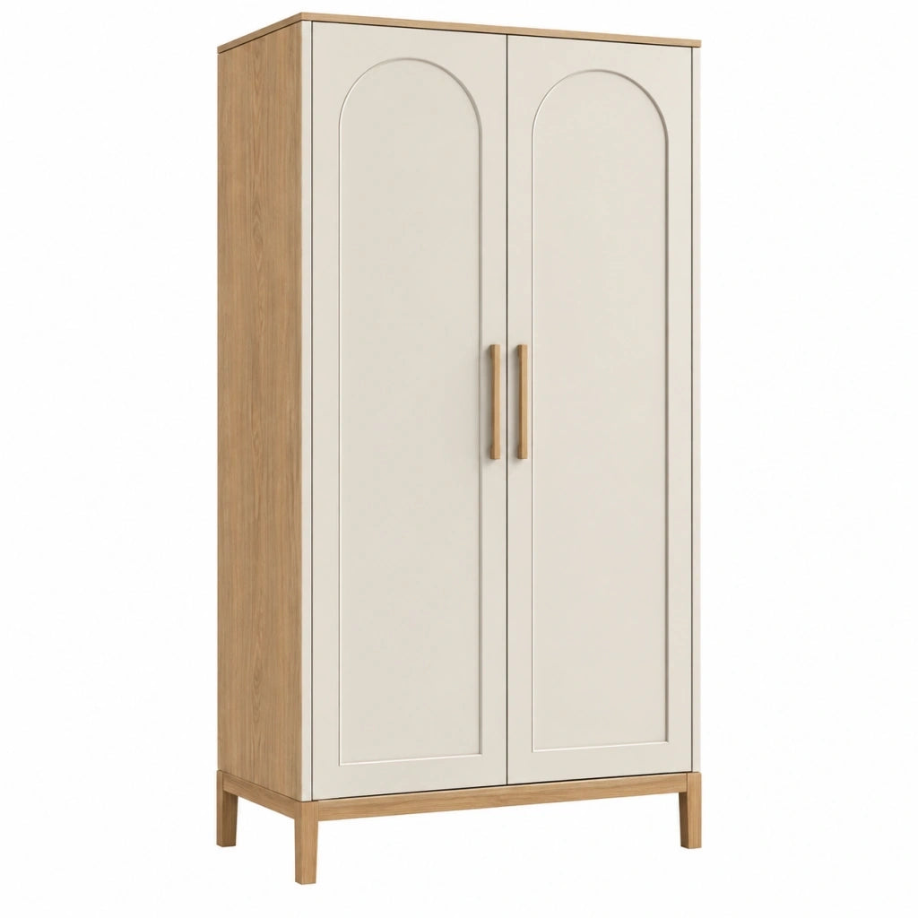 Armadio 100 x 55 x 190 cm in legno bianco e rovere - due ante stile moderno