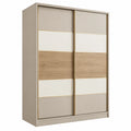 Armadio scorrevole 160 x 60 x 200 cm in legno ingegnerizzato tortora bianco rovere chiaro stile moderno