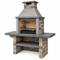 Barbecue da giardino 120 x 70 x 210 cm in pietra grigio/beige con griglia in metallo - stile rustico per cottura alla griglia