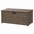 Cassapanca da esterno 120 x 60 x 60 cm in rattan sintetico marrone con coperchio contenitore