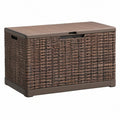 Cassapanca da esterno 120 x 56 x 63 cm in resina marrone effetto rattan con coperchio