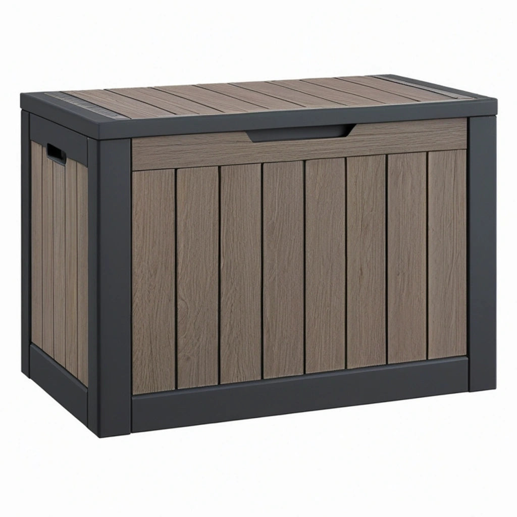Cassapanca da esterno 120 x 60 x 63 cm in resina marrone e antracite con coperchio
