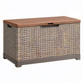 Cassapanca contenitore 120 x 55 x 60 cm in fibra intrecciata e legno marrone per esterno