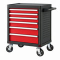 Carrello portautensili 77 x 46 x 97 cm in acciaio nero e rosso con 7 cassetti su ruote