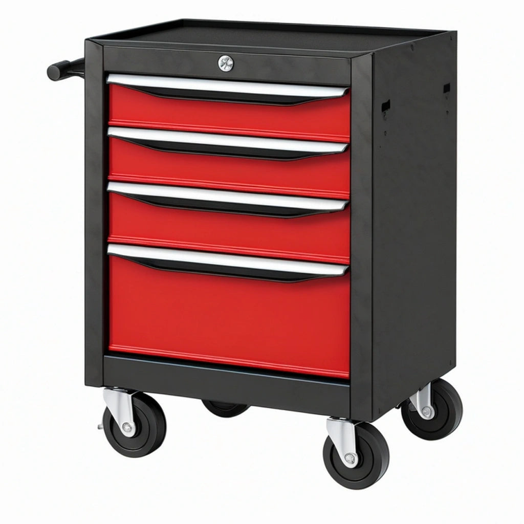 Cassettiera portautensili 68 x 46 x 86 cm in acciaio nero e rosso con ruote