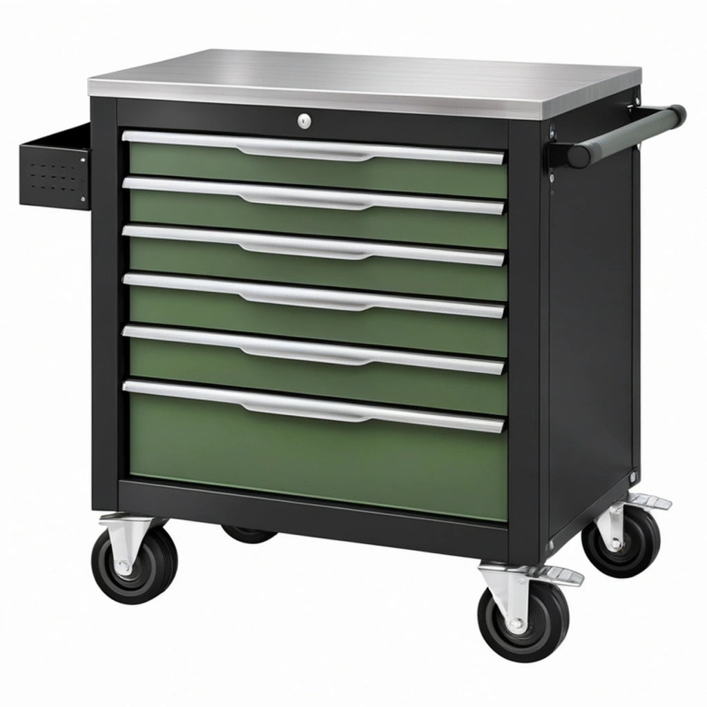 Carrello portautensili 76 x 46 x 97 cm in acciaio verde e nero con 7 cassetti