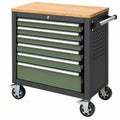 Cassettiera portautensili 76 x 46 x 95 cm in acciaio verde e nero con piano in legno e ruote