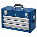 Cassetta portautensili 50 x 25 x 30 cm in metallo blu con 3 cassetti e maniglia