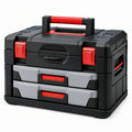 Cassetta portautensili 50 x 30 x 35 cm in plastica nero/grigio/rosso con cassetti e maniglia