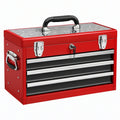 Cassettiera portautensili 60x30x40 cm in metallo rosso - portatile con tre cassetti